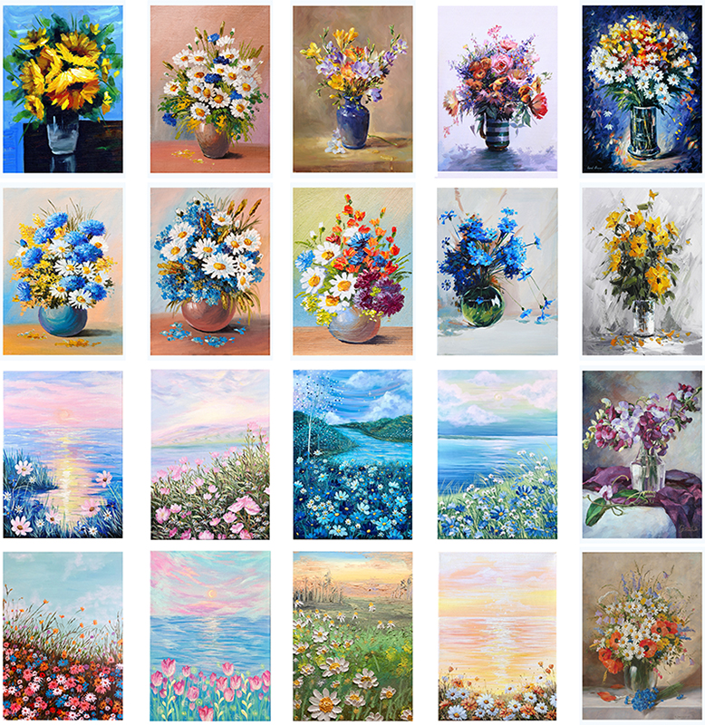 100幅简单油画花卉价格,油画花卉画法步骤视频
